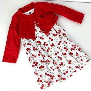 NWOT -Cherry sleeveless Dress with red jacket